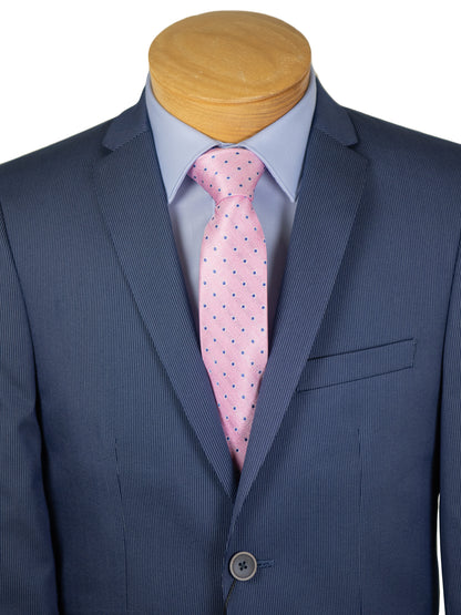 Andrew Marc 30831 Boy's Skinny Fit Suit - Stripe - Blue