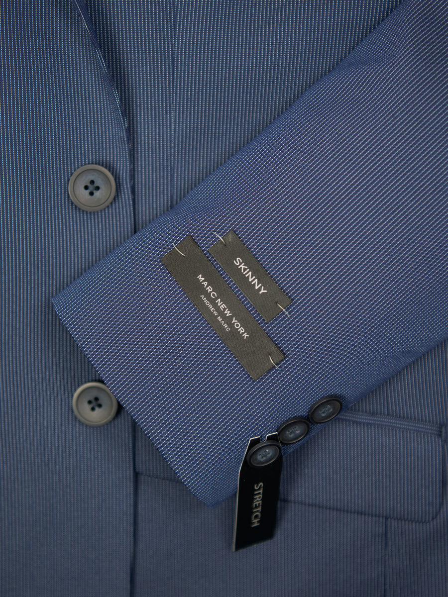 Andrew Marc 30831 Boy's Skinny Fit Suit - Stripe - Blue