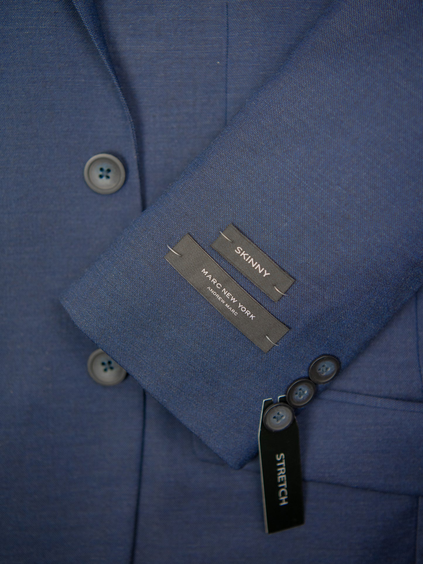 Andrew Marc 30838 Boy's Skinny Fit Suit - Sharkskin - Bright Blue