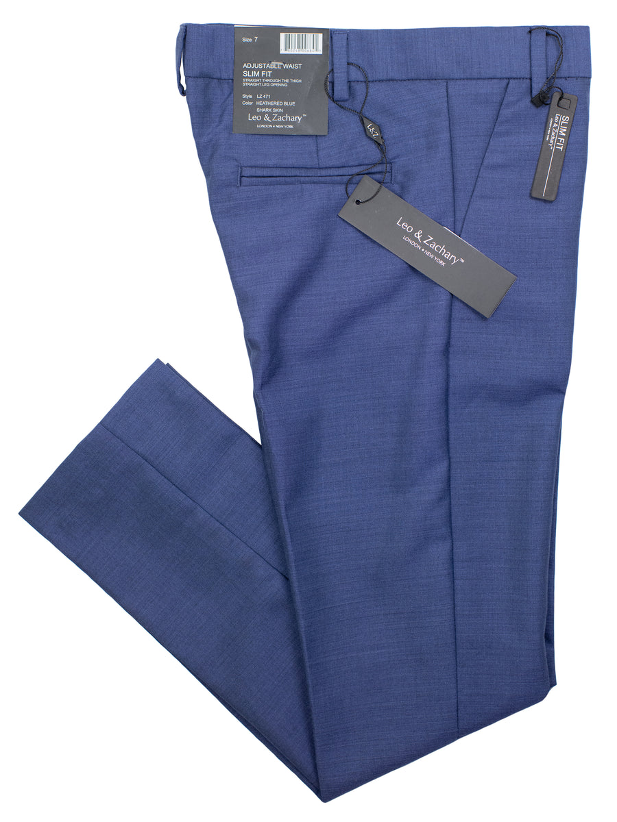 Leo & Zachary 30915P Boy's Skinny Fit Suit Separate Pants - Heathered Blue