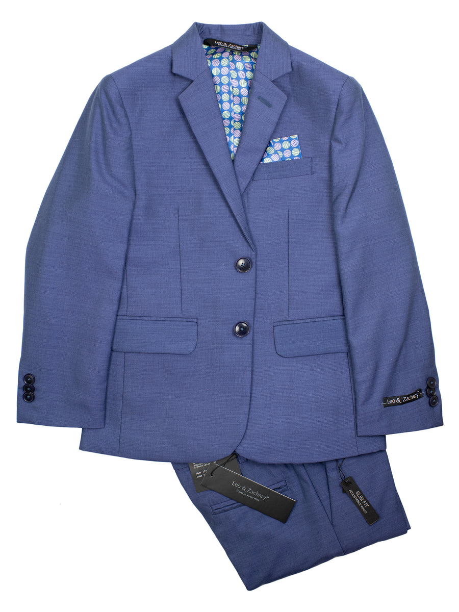Leo & Zachary 30915 Boy's Skinny Fit Suit Separate Jacket - Heathered Blue