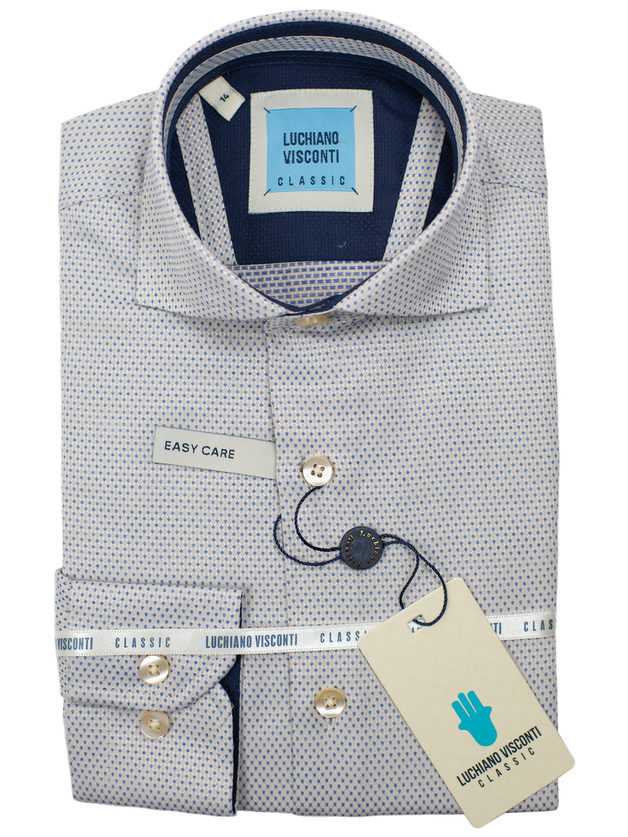 Luchiano Visconti 31037 Boy's Sport Shirt - Neat - Blue/Crème