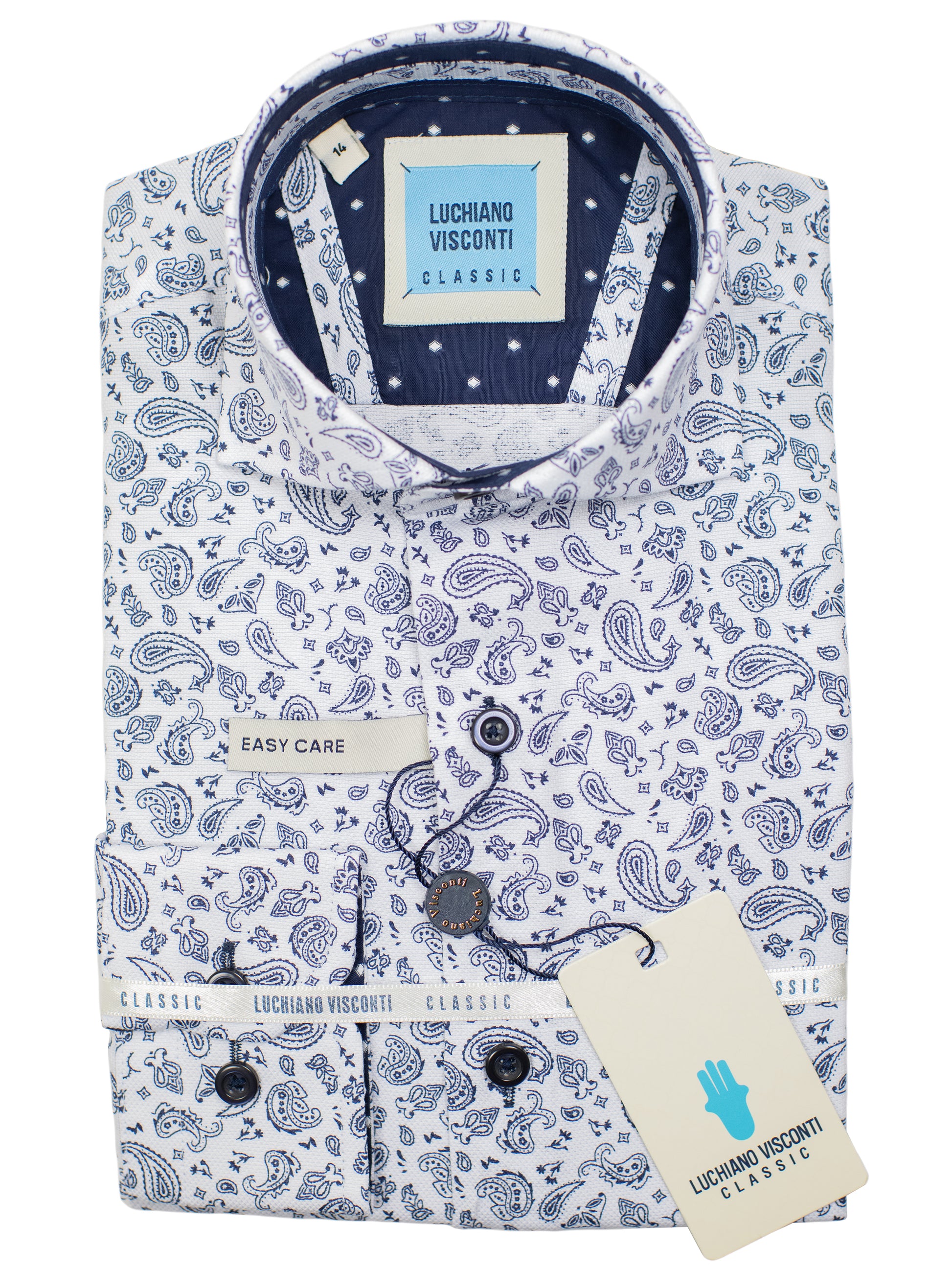Luchiano Visconti 31045 Boy's Sport Shirt -Paisley - Blue - 8 REG / Blue/White Luchiano Visconti 31045 Boy's Sport Shirt -Paisley - Blue - 8 REG / Blue/White