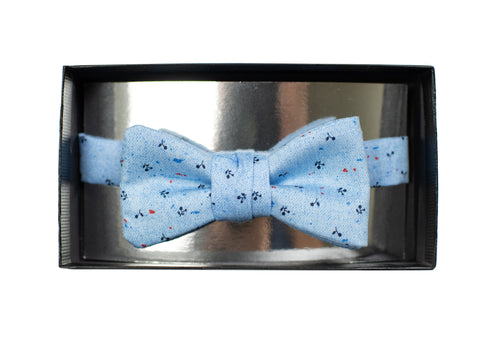 Dion 31130 Boy's Bow Tie - Floral - Sky/Navy