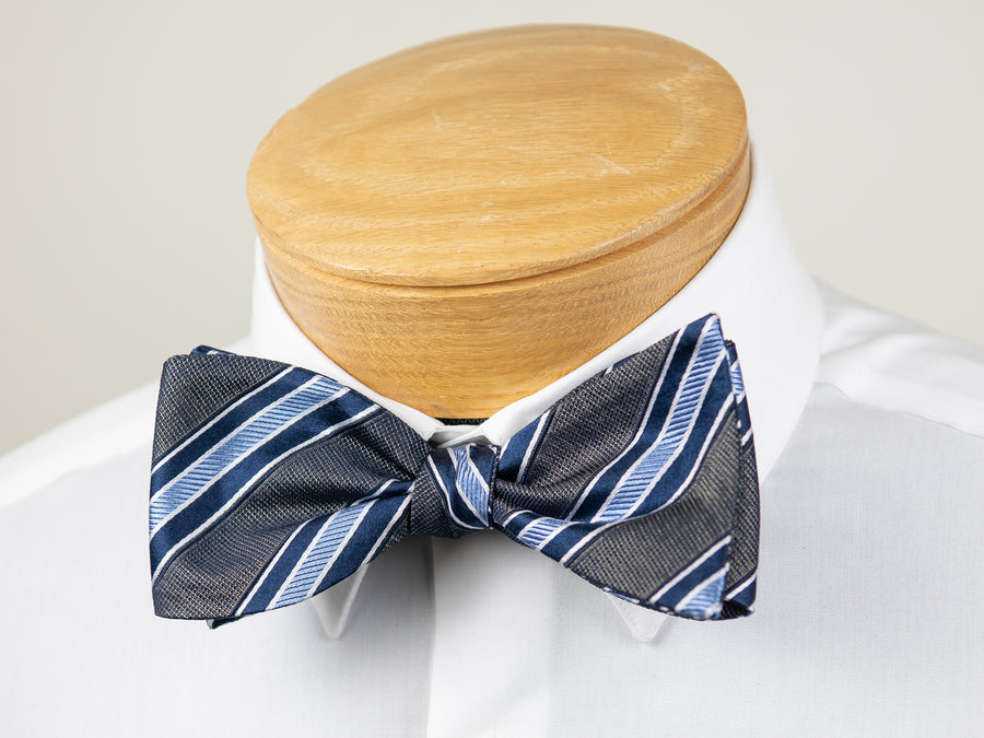 ScottyZ 31187 Boy's Bow Tie- Stripe- Grey/Blue