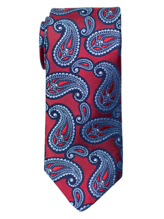 Dion 31236 Boy's Tie- Paisley - Red/Navy/Sky