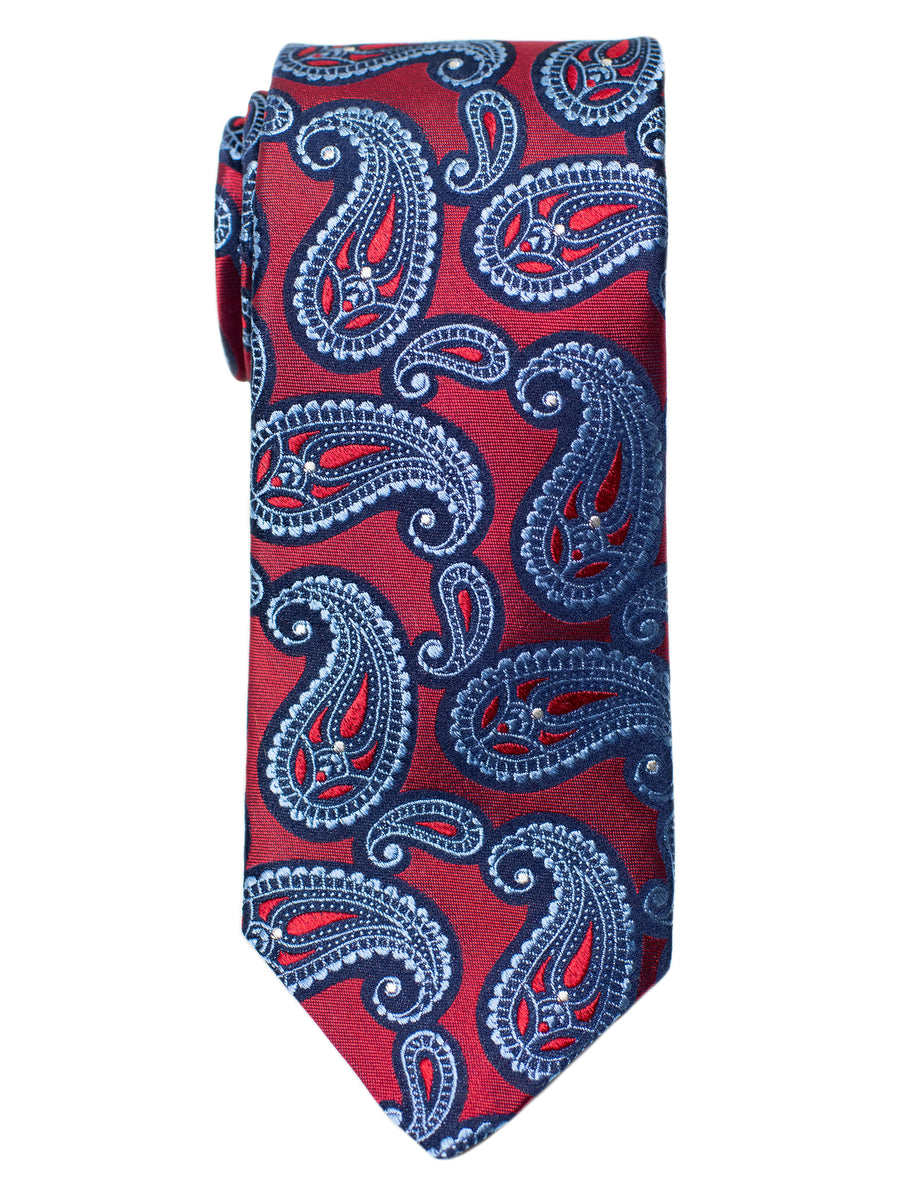 Dion 31236 Boy's Tie- Paisley - Red/Navy/Sky