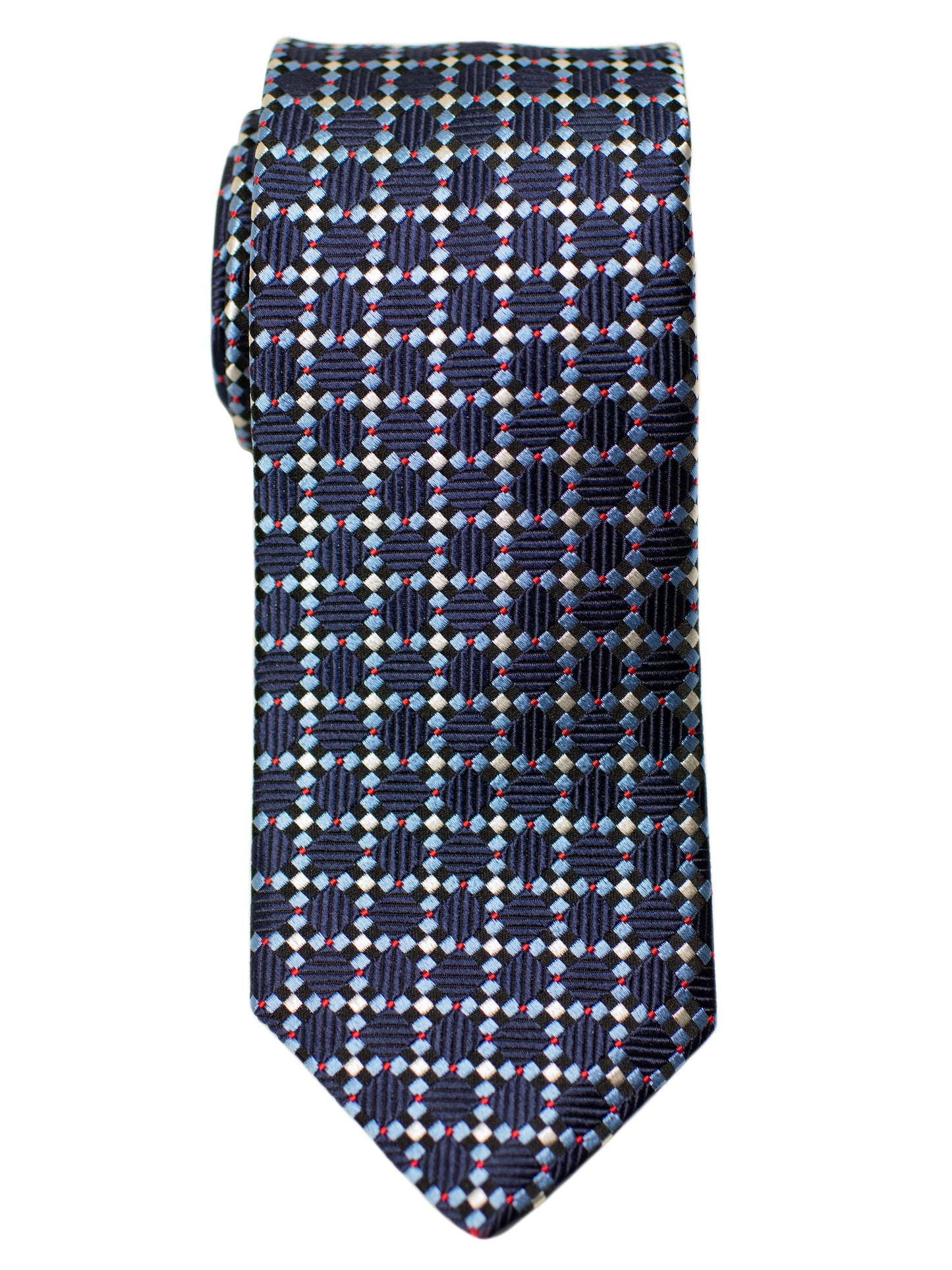 Dion 31246 Boy's Tie- Neat- Navy/Sky/Red