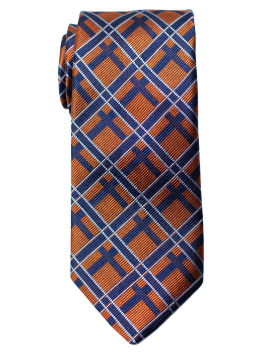 Dion 31274 Boy's Tie- Check-Orange/Navy