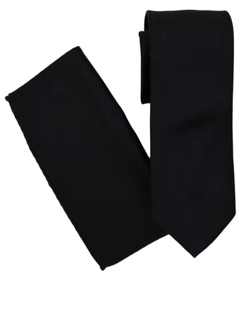 Heritage House 31345 - Boy's Tie - Satin Solid with Pocket Square - Black