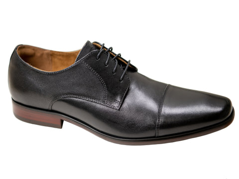 Florsheim 31430 Boy's Dress Shoe- Cap Toe Oxford- Smooth with Perforations- Black