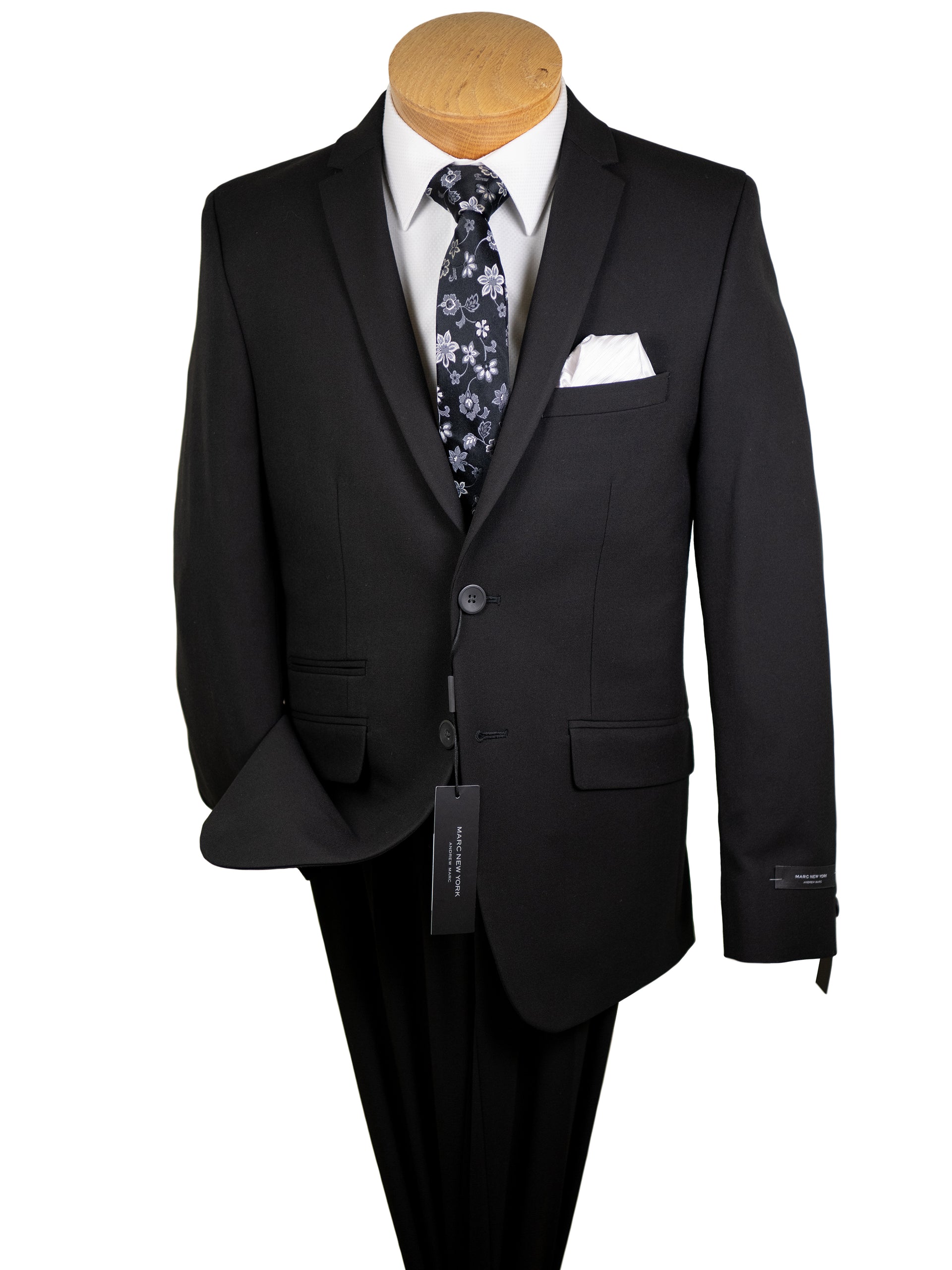 Andrew Marc Boys Suit Skinny Fit Black Solid Gabardine 20 REG / Black Andrew Marc Boys Suit Skinny Fit Black Solid Gabardine 20 REG / Black