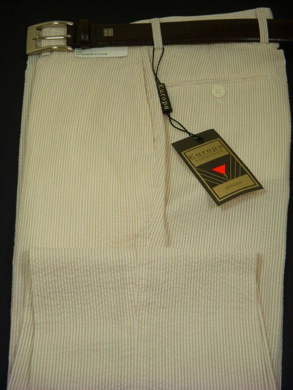 Europa 3198P 100% Cotton Boy's Suit Separate Pant - Seersucker - Khaki