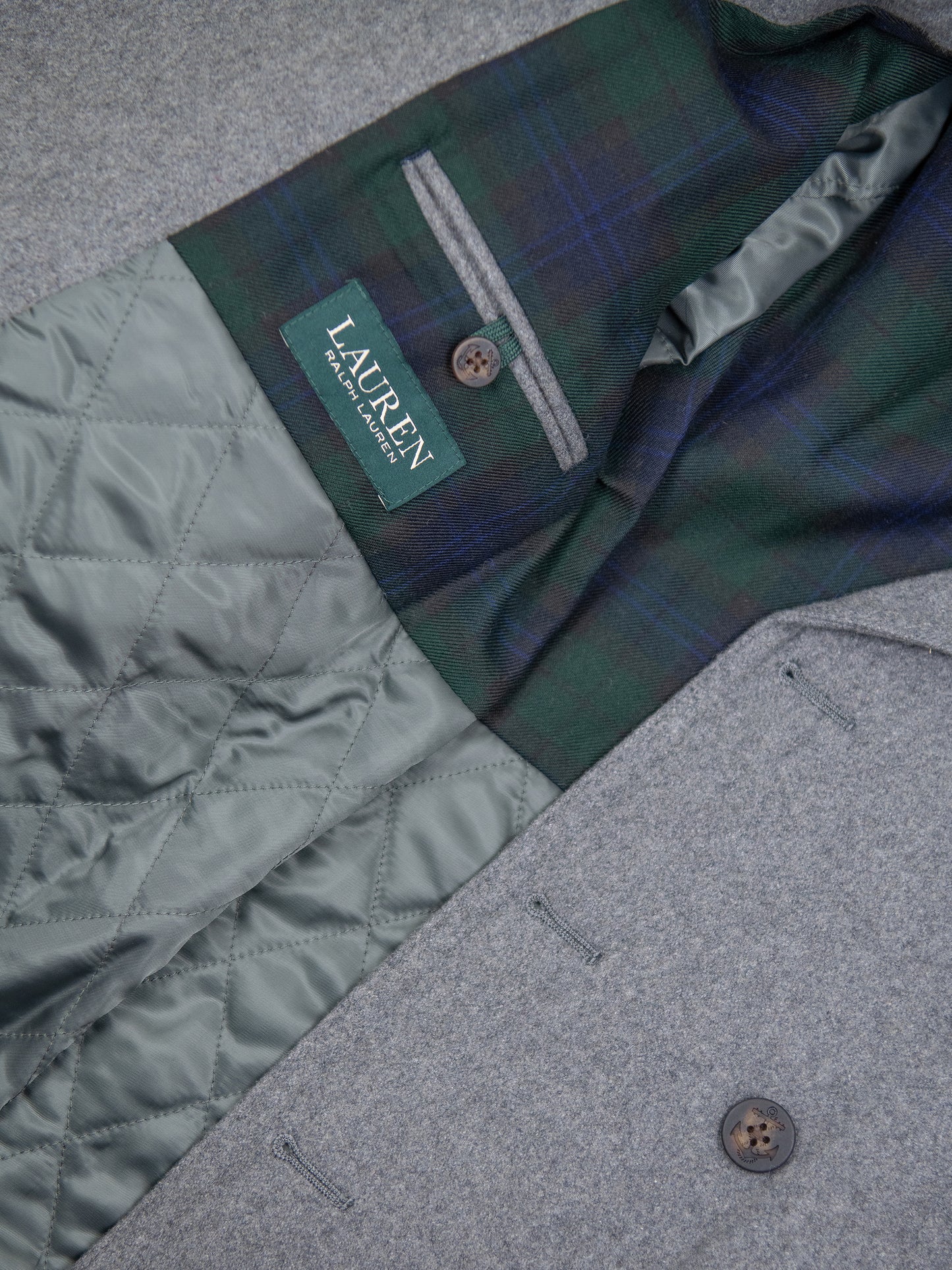 Lauren Ralph Lauren 32120 Boy's Double Breasted Peacoat - Light Grey