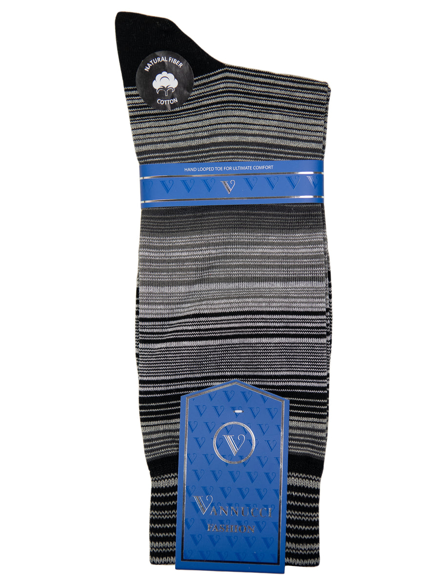 Vannucci Men's Socks 32148- Stripe - Black/Gray