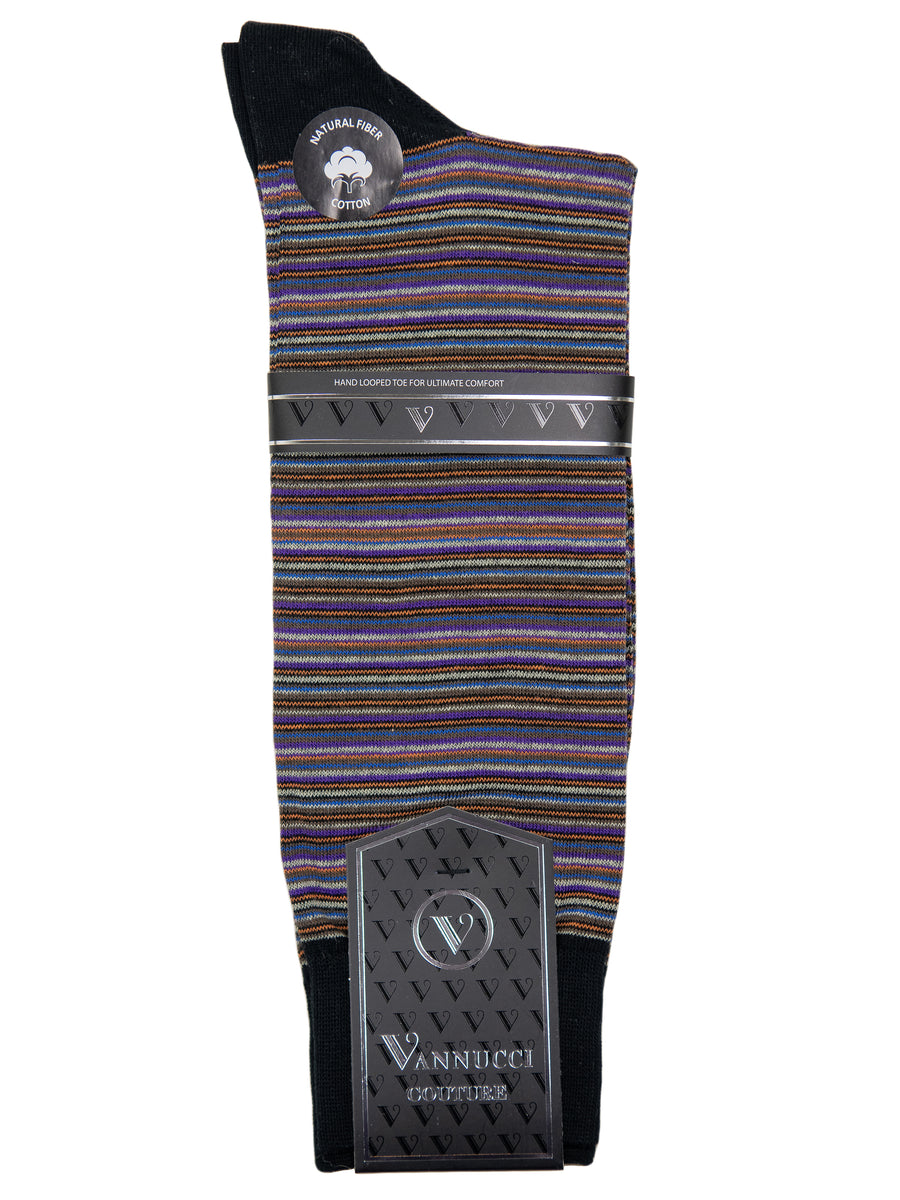 Vannucci Men's Socks 32149- Stripe - Black