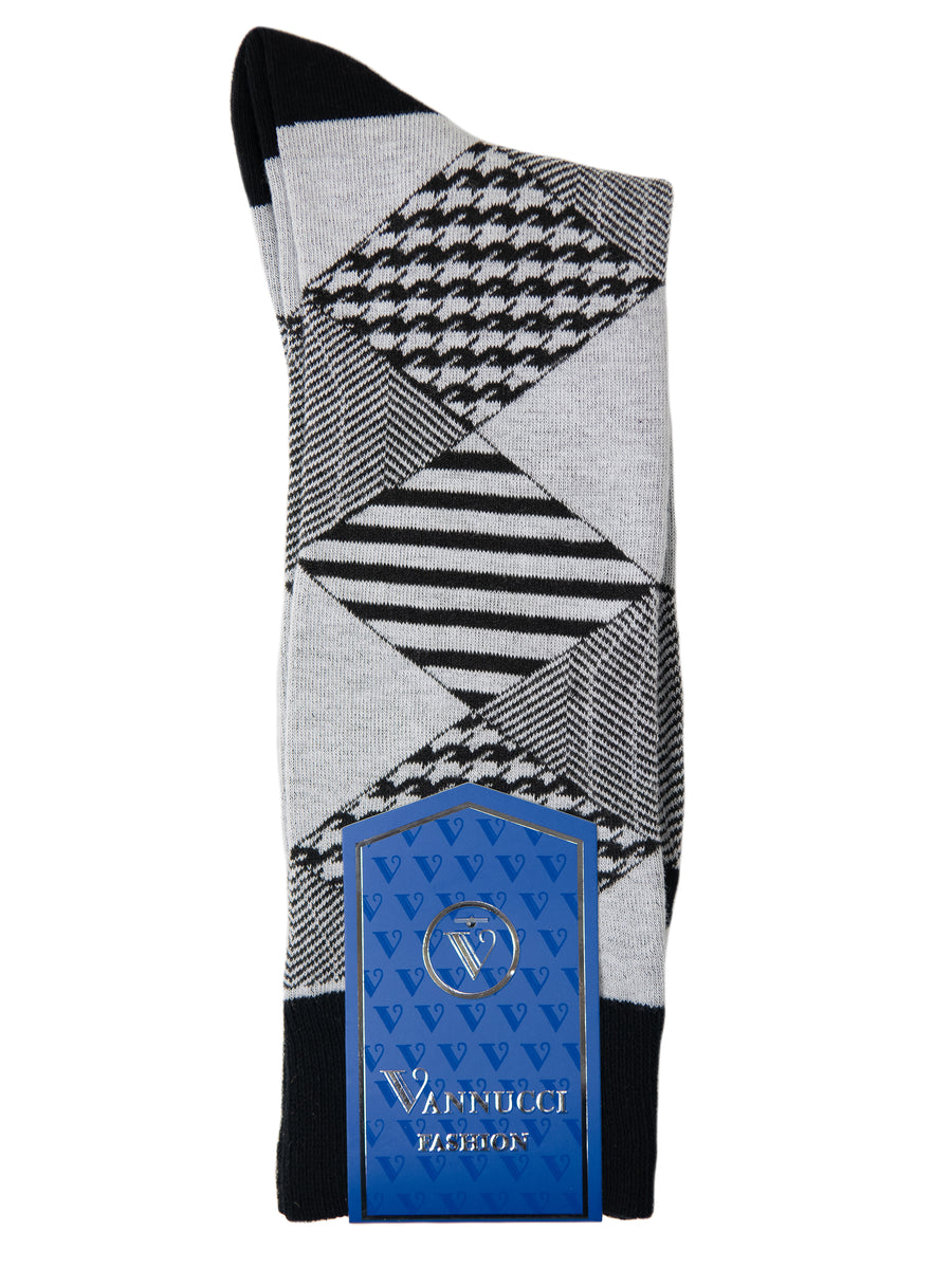 Vannucci Men's Socks 32257 - Multi Diamond - Black/White