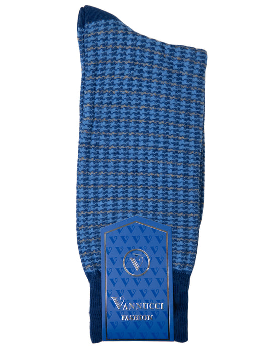 Vannucci Men's Socks 32258 - Gridlines - Blue