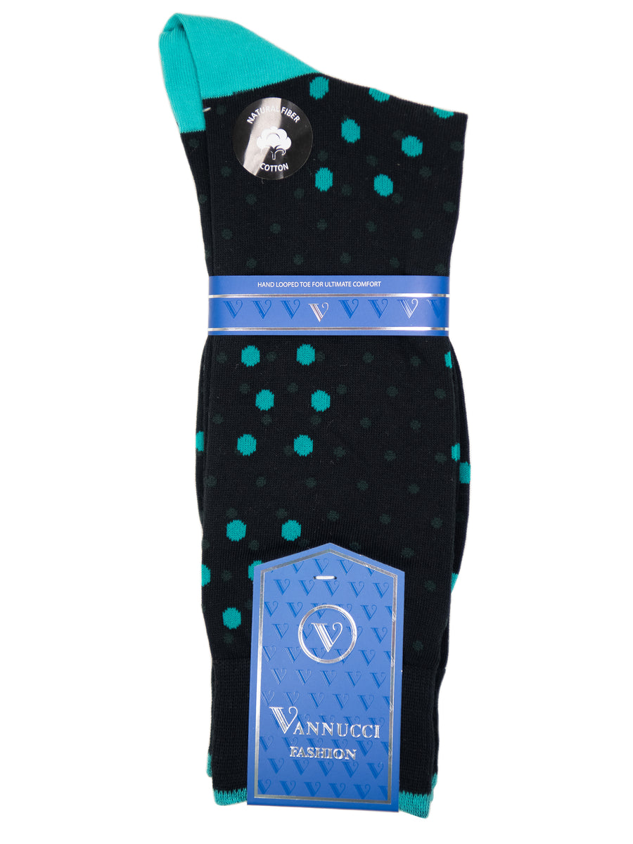 Vannucci Men's Socks 32478 - Polka Dots - Black/Blue