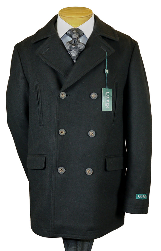Lauren Ralph Lauren 32702 Boy's Double Breasted Peacoat - Black