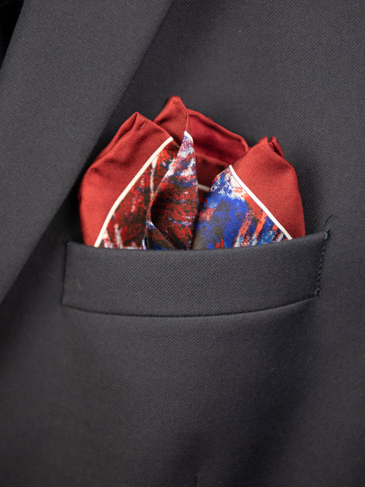 Heritage House 32717 Pocket Square - Expressionist - Red/Blue
