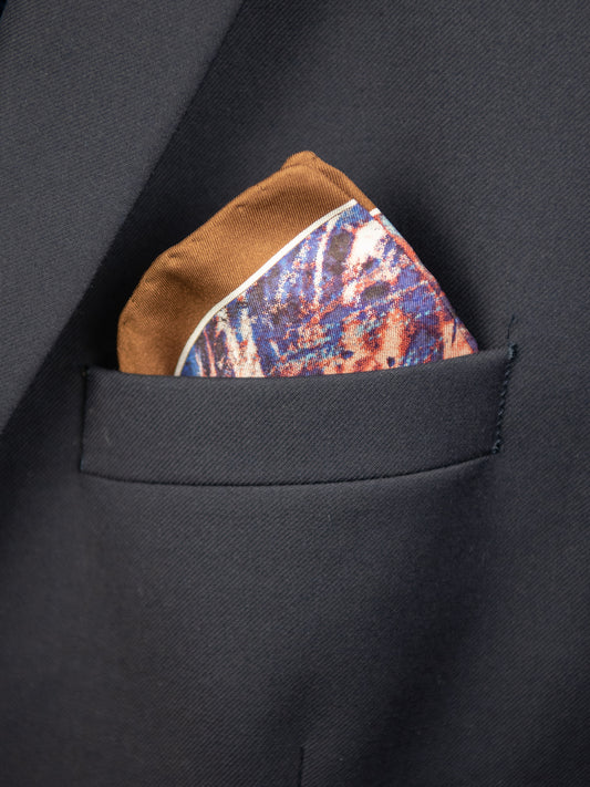 Heritage House Pocket Square 32719 - Expressionist - Orange/Blue