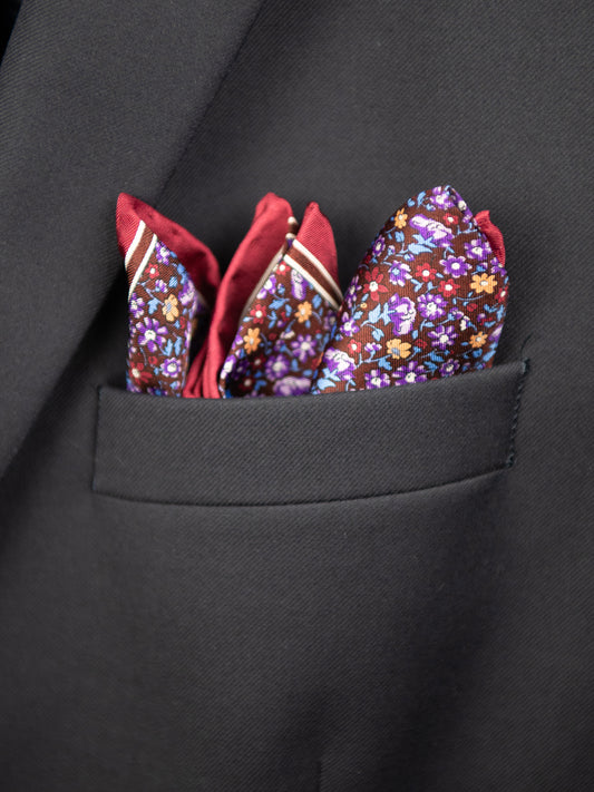 Heritage House Pocket Square 32721 - Floral - Red/Blue