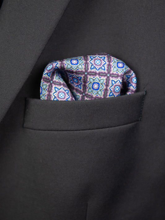 Heritage House Pocket Square 32725 - Medallion - Purple/Blue