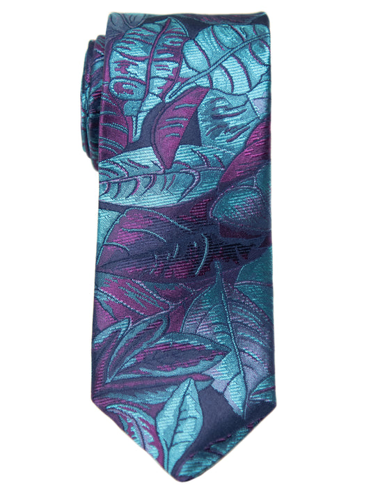 Dion  Boy's Tie 32740 - Leaves - Wine/Teal