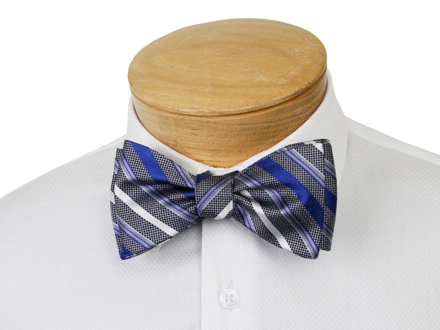 ScottyZ 33020 Young Men's Bow Tie - Stripe - Grey/Blue