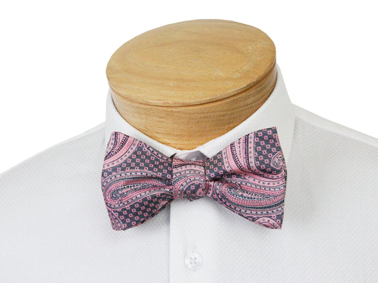 ScottyZ 33034 Young Men's Bow Tie - Paisley - Pink/Black
