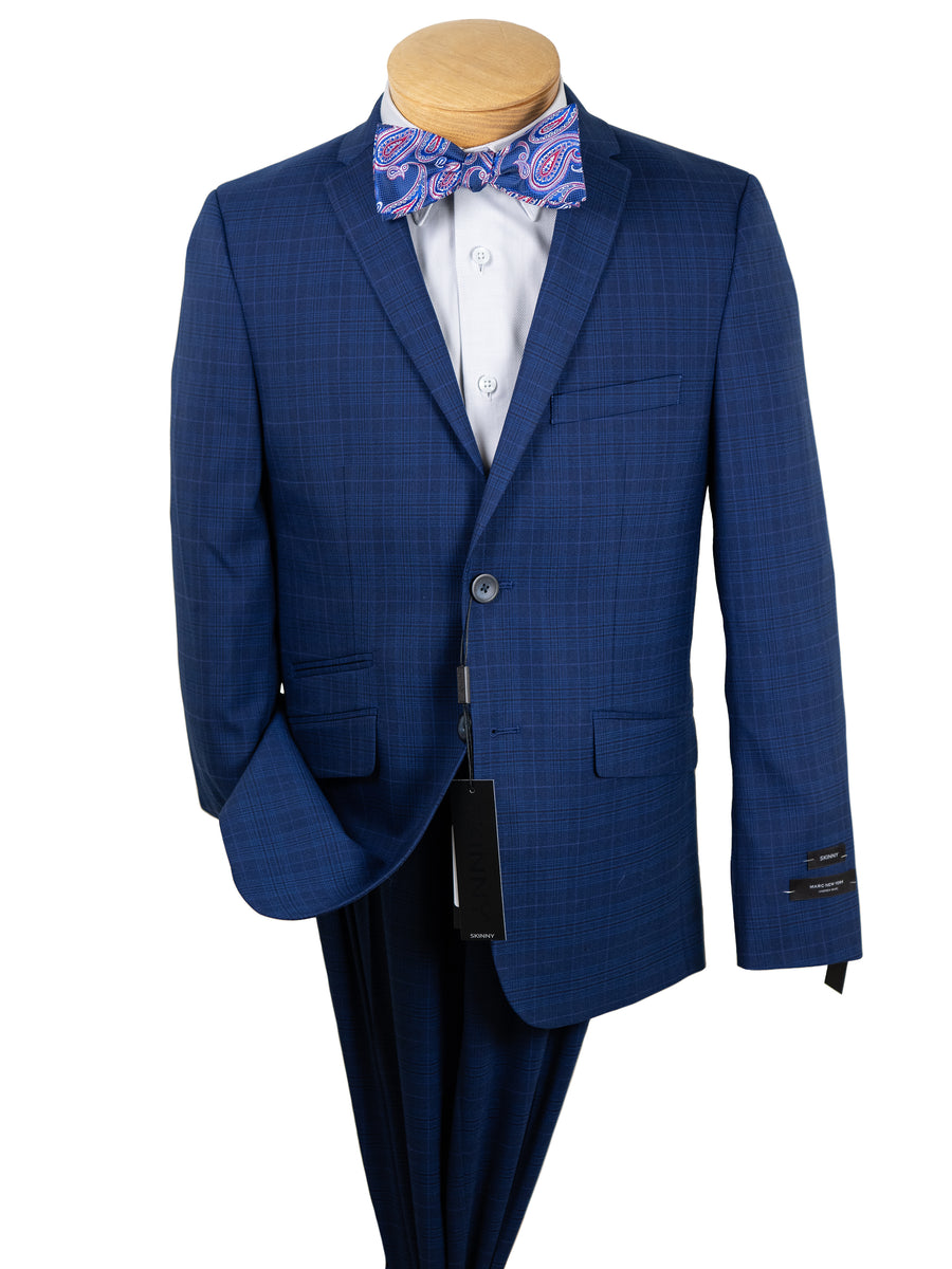 Andrew Marc 33053 Boy's Suit - Skinny Fit- Blue - Plaid