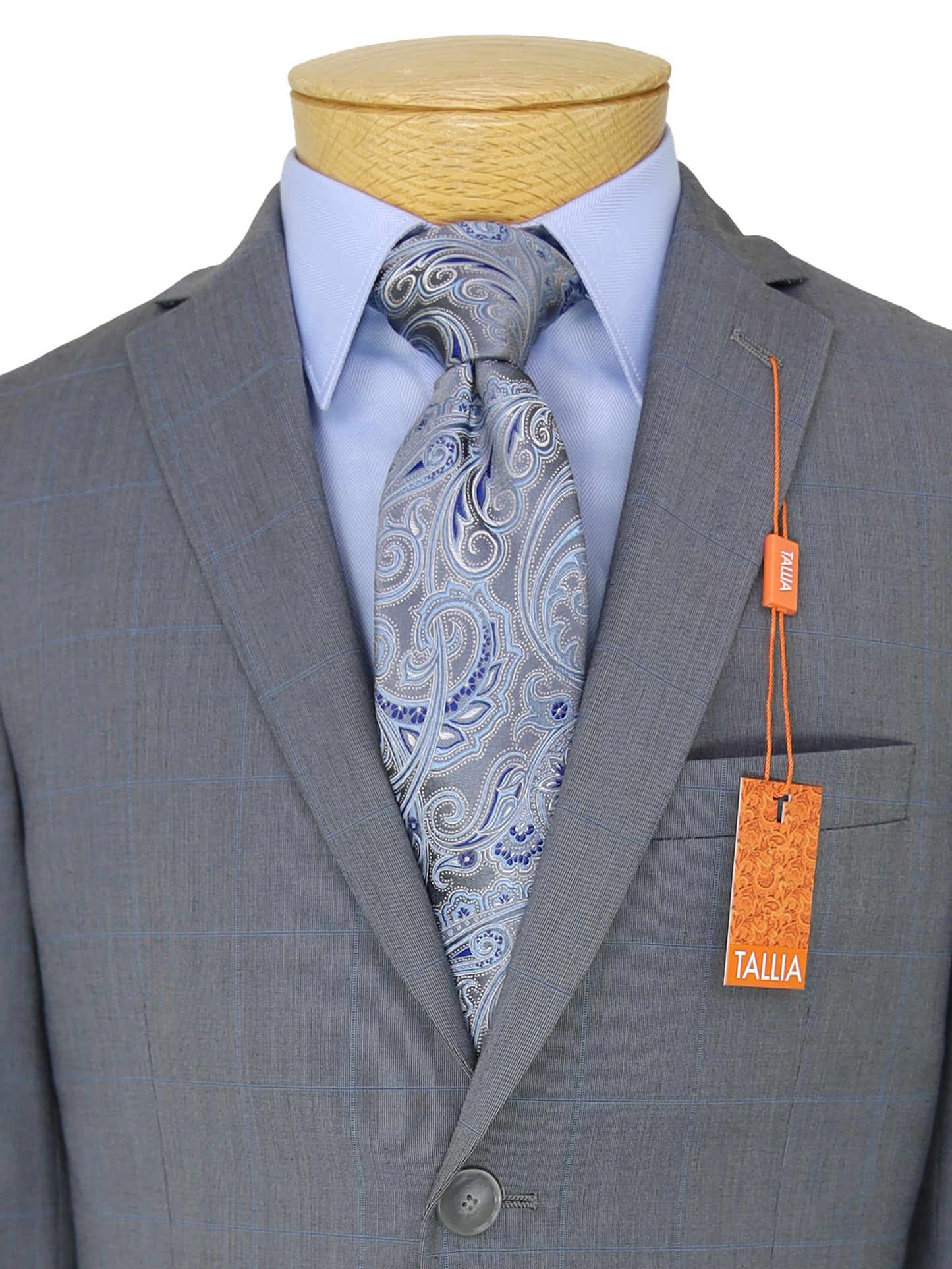 Tallia 33297  Boy's Suit - Skinny Fit - Plaid - Grey