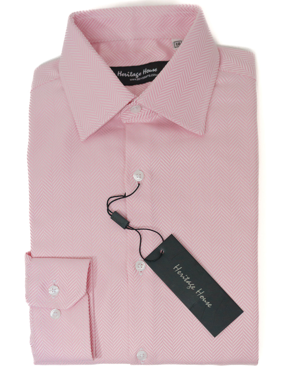Heritage House 33311 Boy's Dress Shirt - Herringbone - Pink