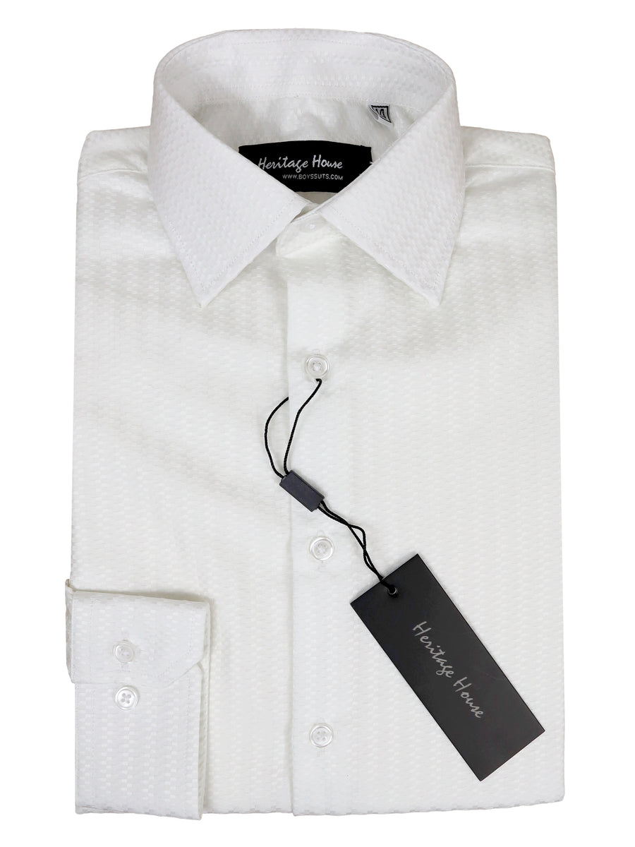 Heritage House 33327 Boy's Dress Shirt - Tonal Stripe - White