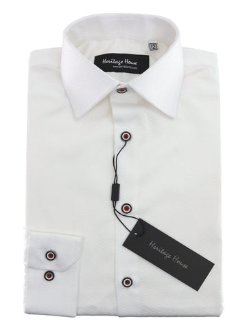 Heritage House 33367 Boy's Dress Shirt - Tonal Broken Stripe - White