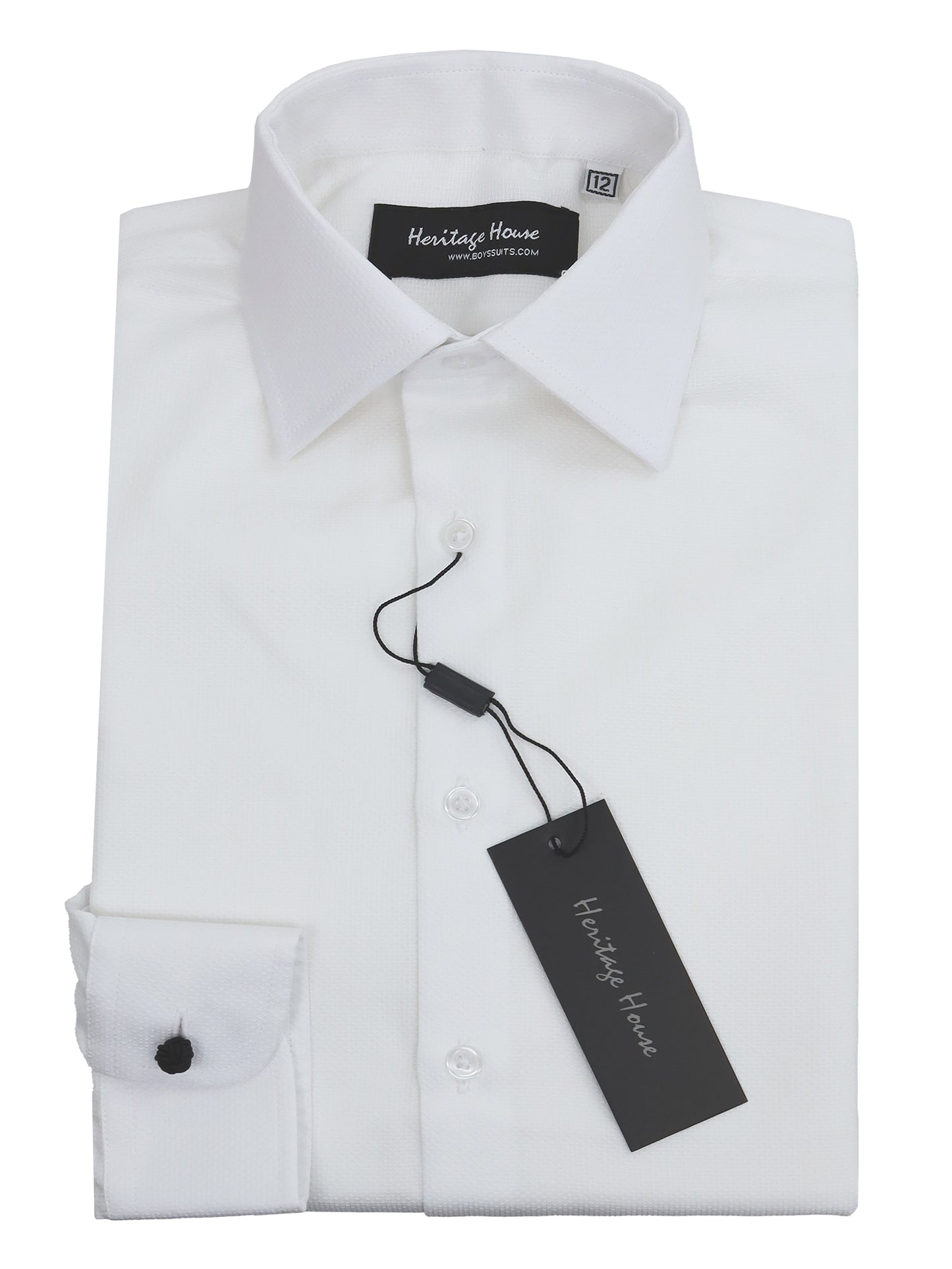 Heritage House 33383 Boy's Dress Shirt - Convertible Cuff - Basketweave - White