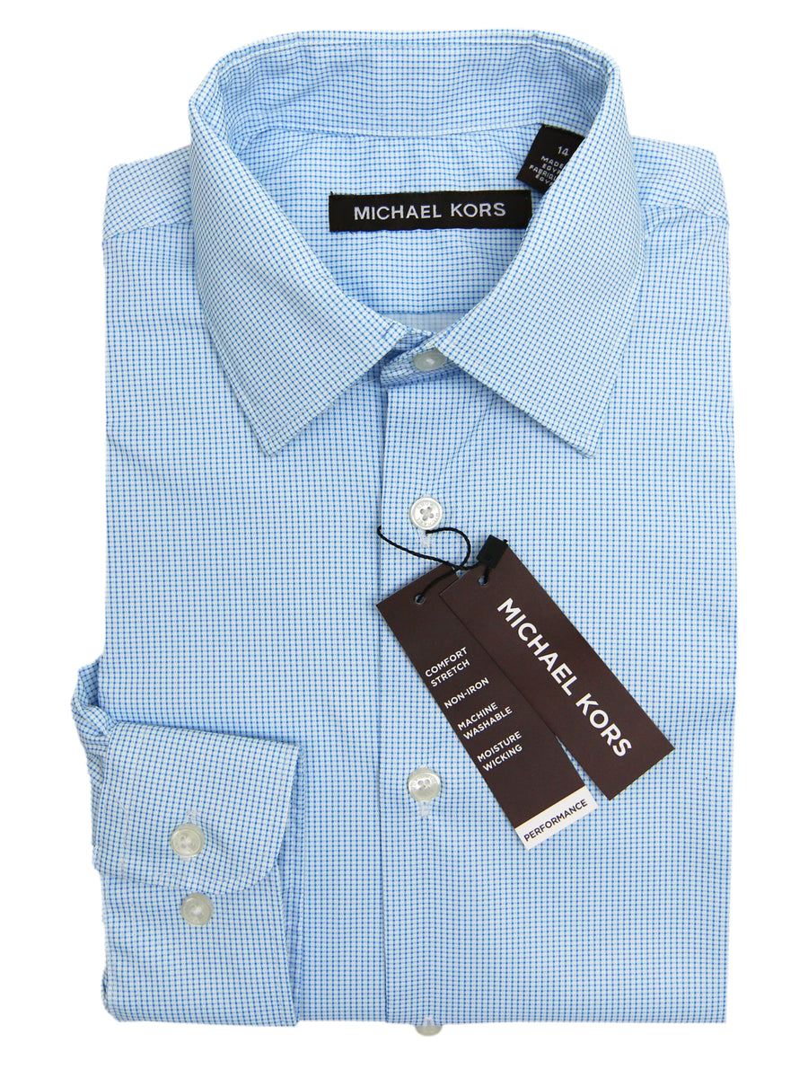 Michael Kors 33632 Boy's Dress Shirt - Mini Check - Blue