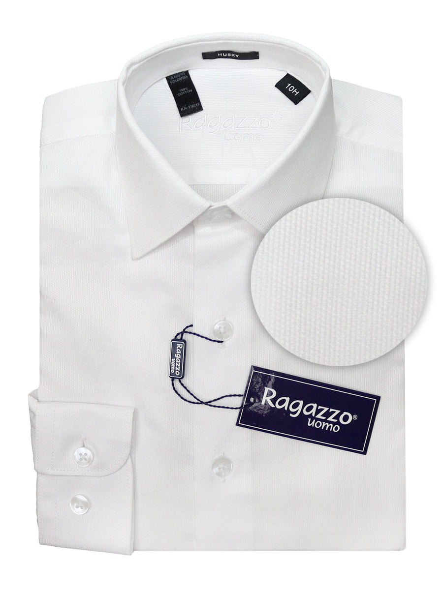 Ragazzo 33806 Boy's Dress Shirt -Honeycomb - White