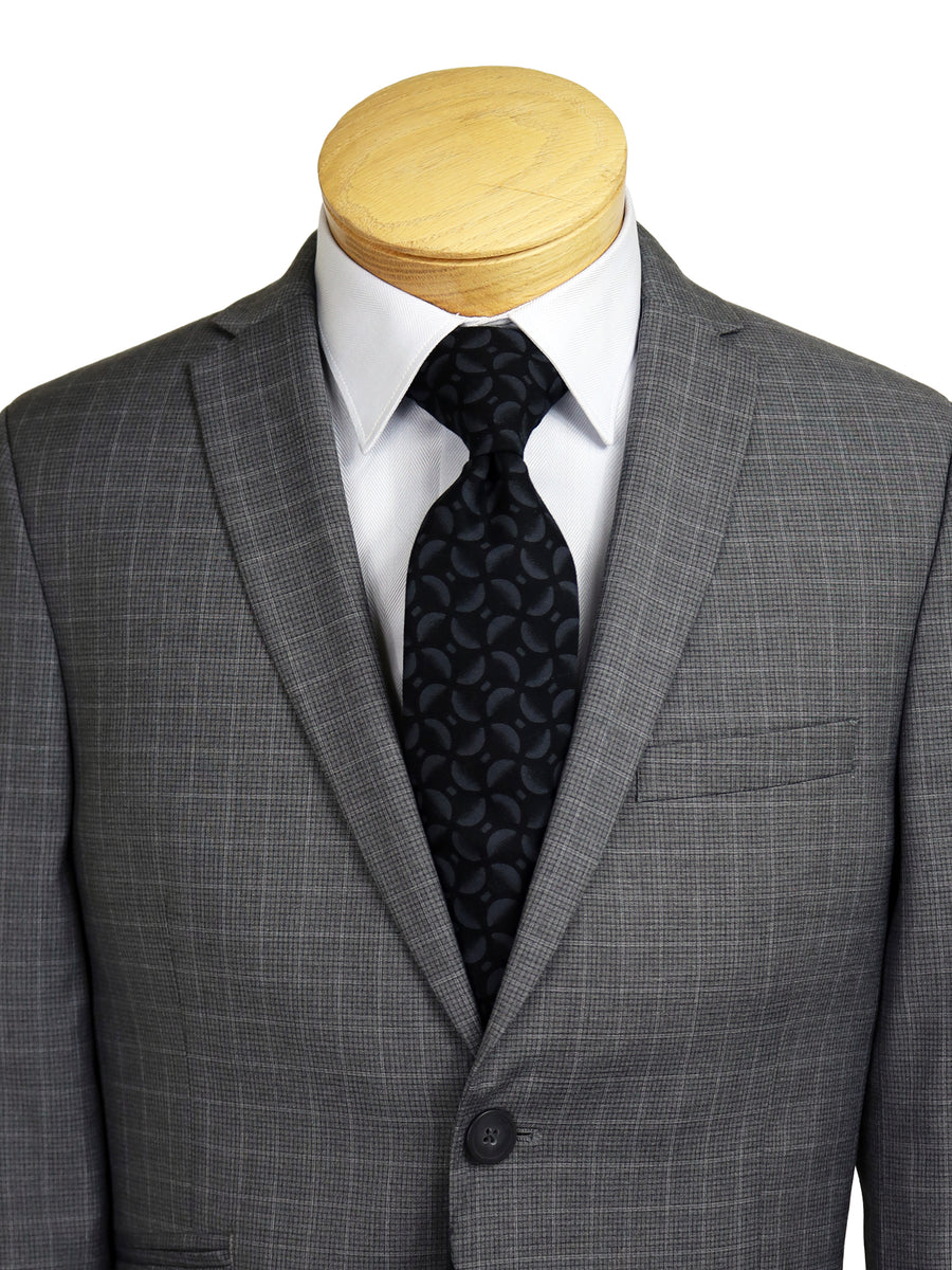 Andrew Marc 33970 Boy's Skinny Fit Suit - Plaid - Light Grey