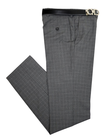 Andrew Marc 33970 Boy's Skinny Fit Suit - Plaid - Light Grey