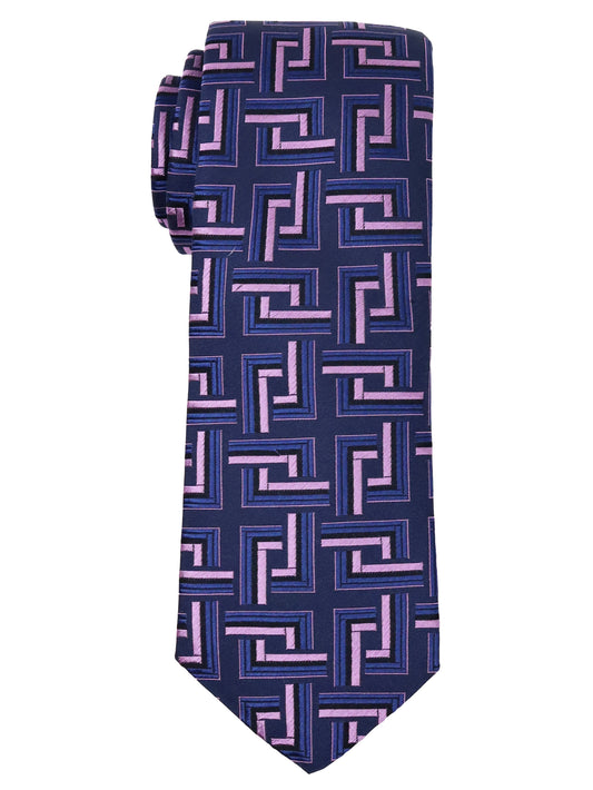 Dion  Boy's Tie 33997 - Geo - Navy/Pink