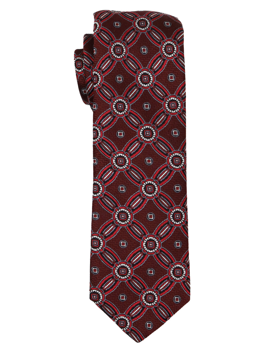 Dion  Boy's Tie 34001 - Geo - Red/Brown