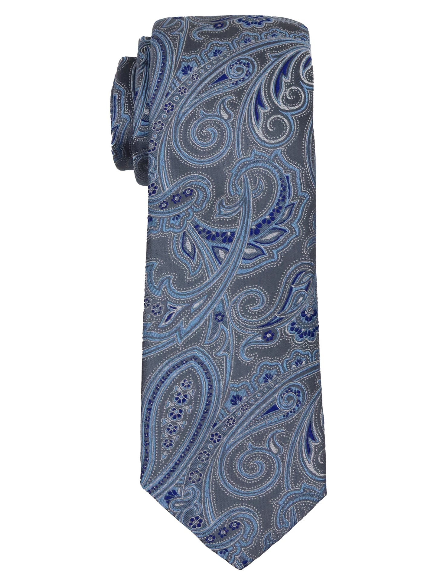 Dion  Boy's Tie 34017 - Paisley - Grey/Blue