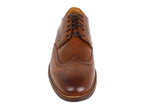 Image of Florsheim 34329 100% Leather Boy's Shoe - Wingtip Oxford - Cognac