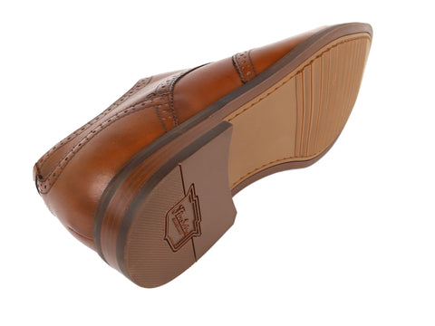 Image of Florsheim 34329 100% Leather Boy's Shoe - Wingtip Oxford - Cognac