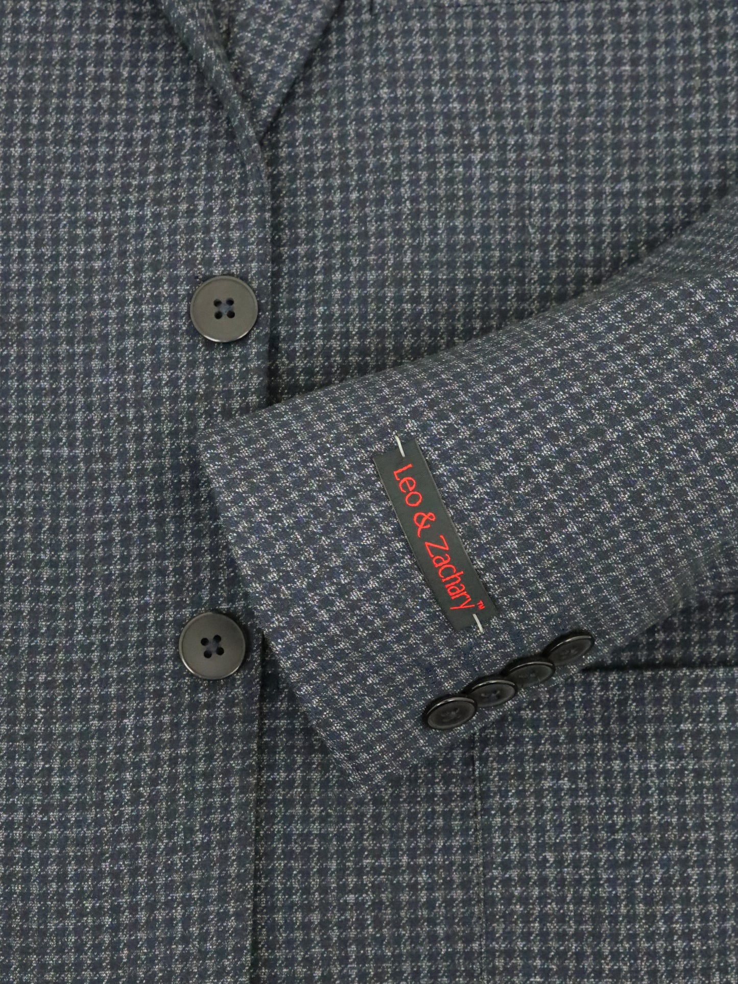 Leo & Zachary 34408 Boy's Skinny Fit Suit Separate Jacket - Houndstooth - Black/Grey