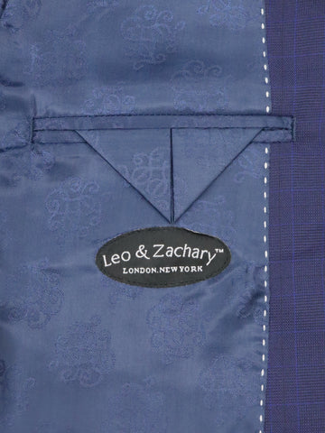 Image of Leo & Zachary 34428 Boy's Skinny Fit Suit Separate Jacket - Checks - Deep Blue