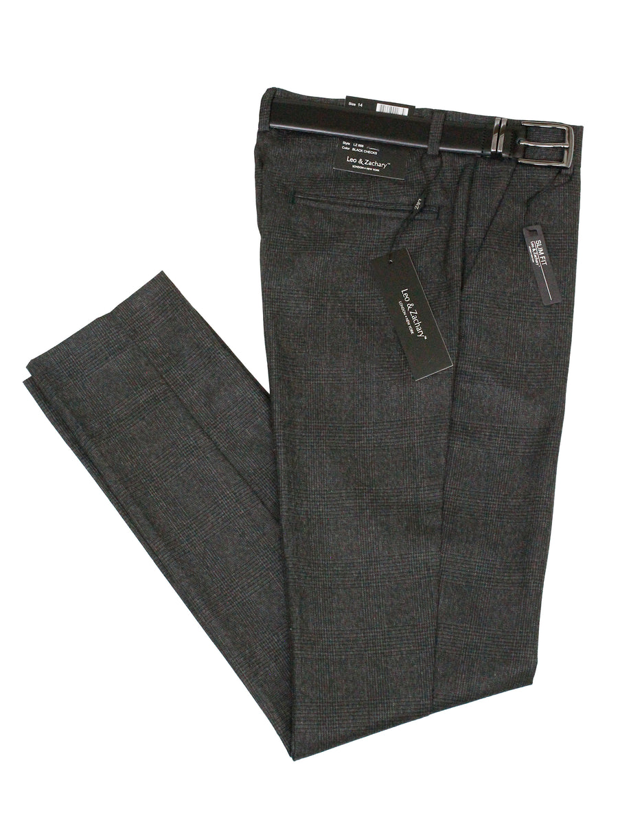 Leo & Zachary 34458 Boy's Dress Pants - Plaid - Black/Charcoal
