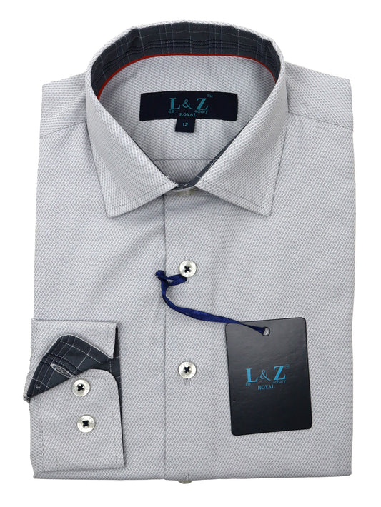 Leo & Zachary 34478 Boy's Dress Shirt- Zag Dobby - Grey